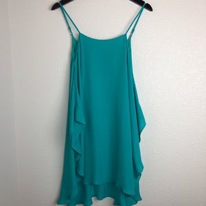 Alice + Olivia silk teal mini dress slip dress